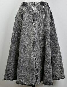 22AW MARNI マルニ アシッド ブラック デニム フレア スカート 38 black denim skirt b7910