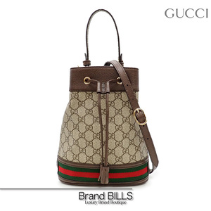 未使用品 GUCCI グッチ オフィディア スモール バケットバッグ ショルダーバッグ 550621 GGスプリームキャンバス ブラウン ゴールド金具