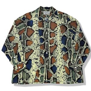 【22AW】WACKO MARIA(ワコマリア) PYTHON HAWAIIAN SHIRT L/S サイズ:S パイソン柄 総柄 レーヨンシャツ 開襟 長袖 ハワイアンシャツ