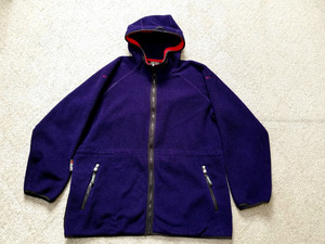 良好 90s AIGLE エーグル フリースジャケット パーカー polartec ポーラーテック 青紫 赤 M ビンテージ アウトドアウェア アウター