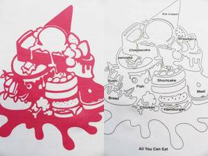 CTS06キューン レディース アイスクリーム パンケーキ いちご チーズケーキ ハンバーガー 寿司 パン ショートケーキ 初期 半袖TシャツCUNE