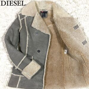 【美品】 DIESEL ディーゼル 【圧倒的高級感】 ムートンコート ジャケット ランチコート 羊革 ラムレザー メンズ サイズM アウター