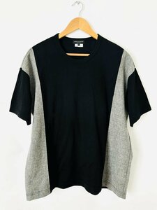 メンズ【送料込】★COMME des GARCONS★コムデギャルソン バイカラーコットン半袖Tシャツ S ブラック×グレー シンプル カットソー 6437353