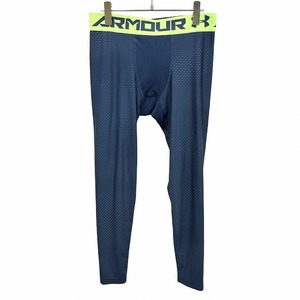 UNDER ARMOUR コンプレッションウェア レギンス スパッツ パンツ 総柄 ポリエステル×ポリウレタン XXL 2XL 3L ネイビー 紺×緑 メンズ