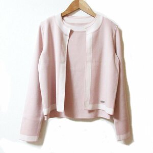 美品 FOXEY フォクシー Knit Twin Noisette アンサンブルニット カーディガン×ノースリーブニット セットアップ 41404 サイズ38 ピンク ◆