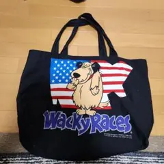 Wacky Races トートバッグ大きめ 黒ケンケン大好きな人へ！ポケットつき