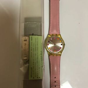 swatch 稼働品　レディース腕時計　クォーツ　3針　レザーバンド　ピンク　
