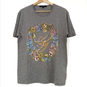 グッチ GUCCI 半袖Tシャツ サイズS 343517-X3A20 - グレー×イエロー×マルチ レディース クルーネック/フラワー(花) トップス