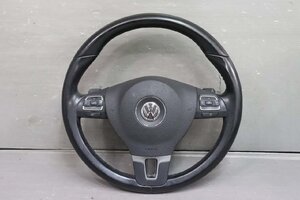 VW ゴルフ 6 カブリオレ TSI 右H(1KCAVK 1K 5K) 純正 ハンドル ステアリングホイール ホーンパット パドル レザー 5K7 880 201 A p049408