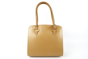 【美品】DELVAUX デルボー 王室御用達 ハンドバッグ キャメル系×ゴールド金具【OK10】