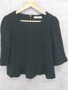 ◇ BEAMS LIGHTS ビームス ライツ バックジップ　ラメ 長袖 カットソー 38 ブラック *