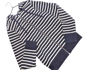 PETIT BATEAU プチバトー ボーダー ジップアップ パーカー 白ｘ紺 ◇■ ☆ ejd0 レディース