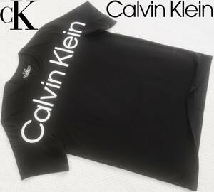 新品★カルバンクライン★ブラック Tシャツ★ホワイト ビッグ ロゴ プリント★半袖 カットソー 黒 XL★Calvin Klein★684