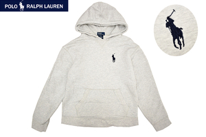 Y-5444★Polo by Ralph Lauren ポロ ラルフローレン★春秋冬 グレー ビックポニー スウェット プルオーバー パーカー フーディ M 150cm