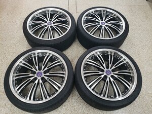 ◎傷少美品 20inc 8.5J+45 114.3/5H 良溝245/35R20 245/35-20付 クラウン マークX レクサス GS スカイライン アテンザ エスティマ