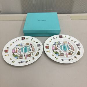 AM♪ TIFFANY&Co. ティファニー 5th Avenue アベニュー 2枚組 直径 約19㎝ 箱付 プレート 皿 食器 ペア 洋食器