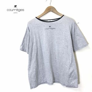 1S1918-D◆old◆ Courreges クレージュ 半袖Tシャツ カットソー トップス ロゴプリント ◆ sizeL グレー系 コットン 古着