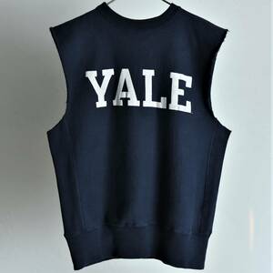 希少！ 90s USA製 Champion YALE リバースウィーブ カットオフ ヴィンテージ ネイビー スウェット 刺繍タグ アイビー イエール大学 ベスト