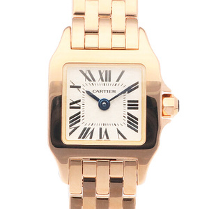 カルティエ ミニサントス ドゥモワゼル 腕時計 時計 18金 K18ピンクゴールド W25077X9 クオーツ レディース 1年保証 CARTIER 中古 美品