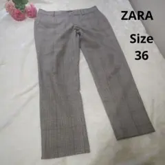 【オシャレ☆かわいい☆ZARA WOMAN】グレー　チェックパンツ　サイズ36