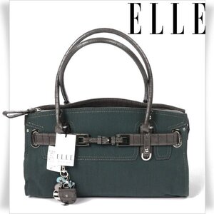 新品1円～★ELLE エル 女性用 レディース レザーミニトートバッグ アンティエ グリーン クロコエンボス 肩掛け可能 正規店本物 ◆A1042◆