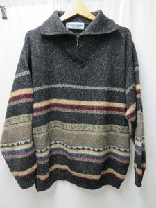 JACQUARD 90s フランス製 ウール ニット セーター　サイズL