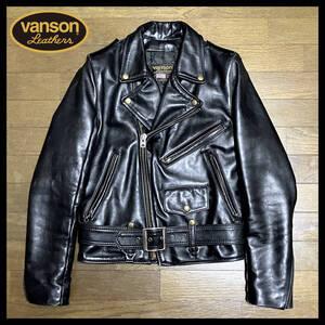 vanson バンソン W ダブル ライダース ジャケット C2／36／革ジャン バイカー ライダー アメカジ バックドロップ／ハーレー アメリカン