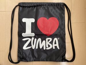 I Love Zumba Drawstring Backpacks ズンバ　バッグ　巾着、ナップサック、リュック、ウェア入れ、シューズ入れ　ブラック　黒