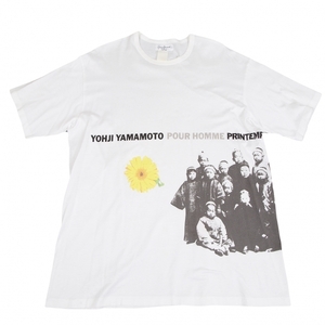 ヨウジヤマモト プールオムYohji Yamamoto POUR HOMME 花と少年期 プリントTシャツ 白他M