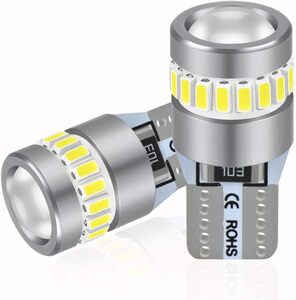 T10 led ホワイト 爆光 最新型レンズ集光 無極性 ポジションランプ 19個のLEDチップ搭載 360°無死角照射 DC 1