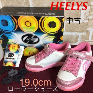 【売り切り!送料無料!】A-342 HEELYS!ローラーシューズ!19.0cm!ピンク!ラメ!かわいい!移動が楽ちん!スニーカー!中古!