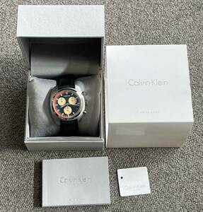 16109 Calvin Klein カルバンクライン 時計 クオーツ メンズ クロノグラフ K8W371C1 中古品 電池切れの為動作未確認 現状品 簡易包装で発送