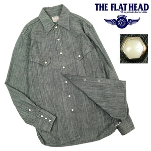 【B2941】THE FLAT HEAD フラットヘッド 長袖シャツ ウエスタンシャツ デニムシャツ インディゴ 7004W サイズ38