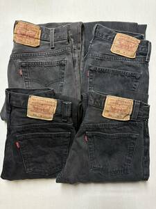 90s vintage Levi’s 501ブラック ジーンズ 4本セット USA製 後染めブラック ヴィンテージ まとめ売り W28,29,30,31