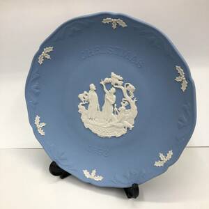 WEDGWOOD 1993 クリスマス プレート 飾り皿 水色 直径約18.5cm ウェッジウッド 240321