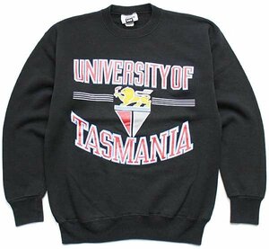 ★90s USA製 Leeリー UNIVERSITY OF TASMANIA 発泡プリント スウェット 黒 M★オールド タスマニア カレッジ ブラック