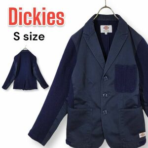 【レア】Dickies ディッキーズ テーラードジャケット ワークジャケット Sサイズ ネイビー 3ボタン ウール/綿ポリ 切返しデザイン