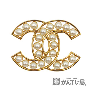 19541 CHANEL【シャネル】ココマーク ブローチ パール ゴールド B23 K アクセサリー【中古】USED-AB