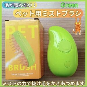 犬用 猫用 キャット スチームブラシ ミスト ペットブラシ スチーム USB充電 抜け毛 ブラッシング くし コーム グリーン マッサージ