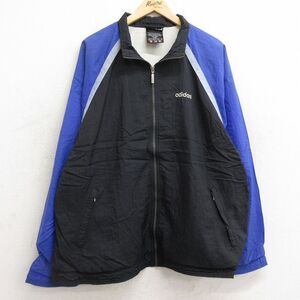 【30%OFF】XL/古着 アディダス adidas 長袖 ナイロン ジャケット メンズ 90s ワンポイントロゴ ラグラン マルチカラー 大きいサイズ 黒 3OF