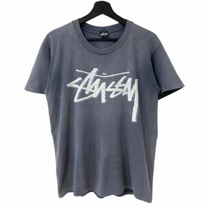 ■激レア■80s USA製 OLD STUSSY ストックロゴ デカロゴ Tシャツ M L オールド ステューシー 黒タグ 90s フェード 8ボール ビンテージ