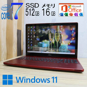 ★中古PC 最上級4世代4コアi7！新品SSD512GB メモリ16GB★AH77/M Core i7-4702HQ Webカメラ Win11 MS Office2019 Home&Business★P71722