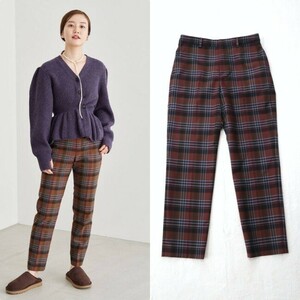 【即決】22aw 美品*1.5万 IENA | イエナ 秋色チェック♪ストレッチパンツ40 大きいサイズ 送料230円～