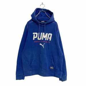 PUMA スウェット パーカー S ブルー ホワイト プーマ ロゴ スポーツ ストリート フーディー 古着卸 アメリカ仕入 a502-5268