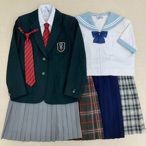 U394/S576(中古/箱)岐阜県 私立 中京高校 女子制服10点 /旧制服/L/W66/W75/ブレザー/セーラー/夏冬スカート/ネクタイ/リボン/学生服/卒業生