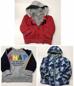 送料無料★男の子キッズ90サイズ3枚まとめ売り★babyGap ANAPkids★フリースパーカー 迷彩柄ナイロンパーカー トレーナー#20903sj38