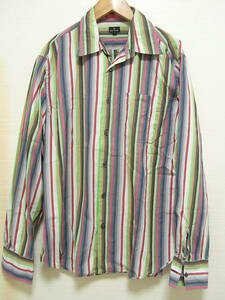 PS Paul Smith ポールスミス マルチストライプシャツ ストライプシャツ 長袖シャツ 総柄シャツ マルチカラーシャツ L メンズ 513A 日本製