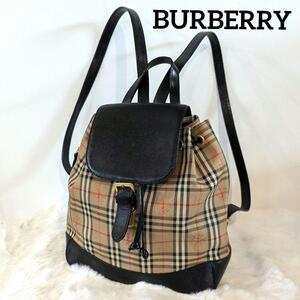 1円～ BURBERRY バーバリー リュック ノバチェック レザー レディース ベージュ系 希少 バッグ 