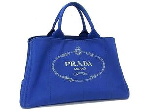 1円 ■美品■ PRADA プラダ カナパ キャンバス トートバッグ ハンドバッグ レディース ブルー系 FG3393