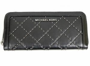 【新品 】MICHAEL KORS マイケル・コース ラウンドファスナー 長財布 スタッズ ブラック